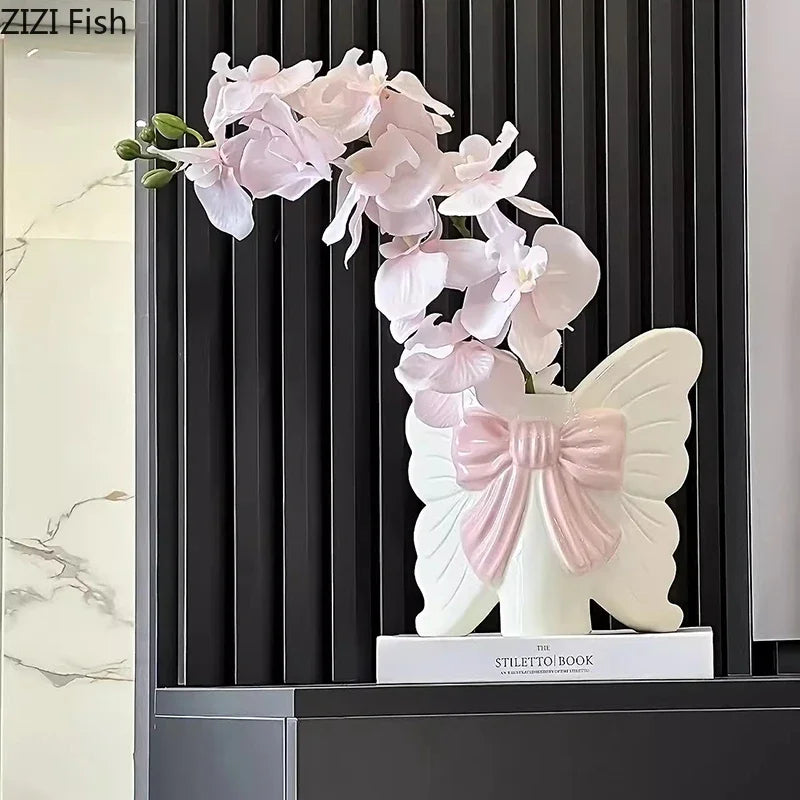 DecorBites™ Butterfly Ceramic Vase Flower Pots Modern Aesthetic Room Decor