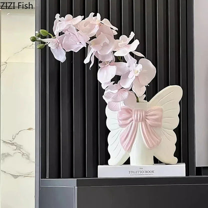 DecorBites™ Butterfly Ceramic Vase Flower Pots Modern Aesthetic Room Decor