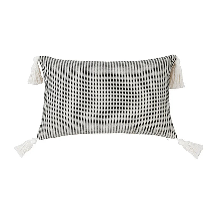 DecorBites™ Boho Jacquard Flower Throw Pillow Case with Tassels - Home Sofa Decor