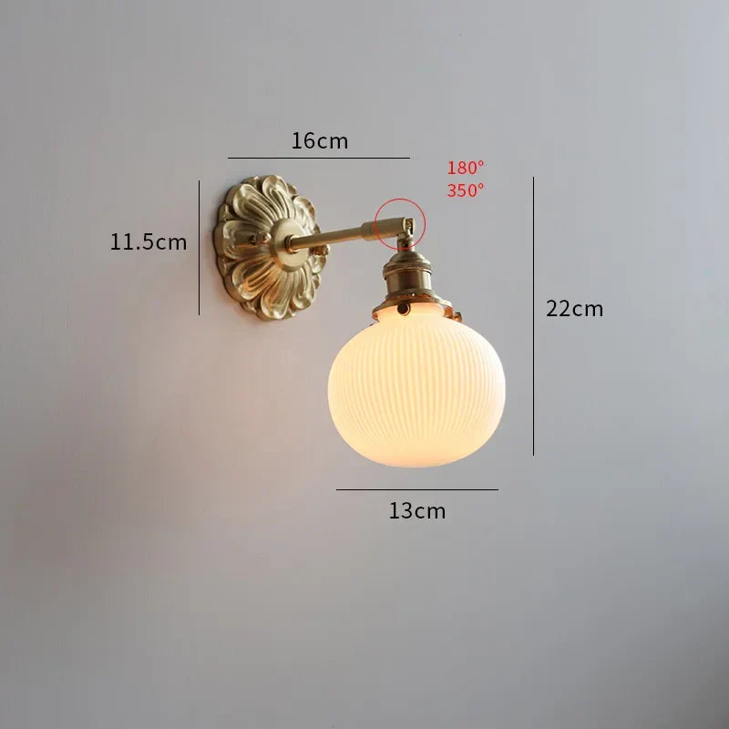 Decorbites™ Grüne Glas-LED-Wandleuchte mit Kupferbasis für Schlafzimmer und Wohnzimmer