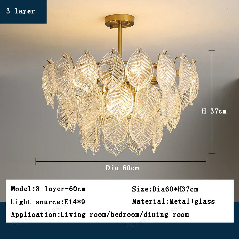Decorbites™ Blatt-Glas-Hängelampe Luxus-Esszimmer-Deckenleuchte