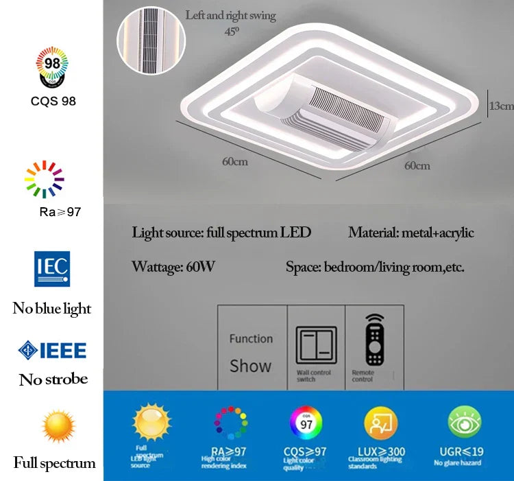 Decorbites™ Ventilador de Techo LED sin Aspas Regulable Remoto Iluminación Moderna Interior
