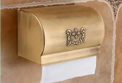 DecorBites™ Antique Bathroom Shelf Towel Rack Set with Bath Hardware & Toilet Brush Holder