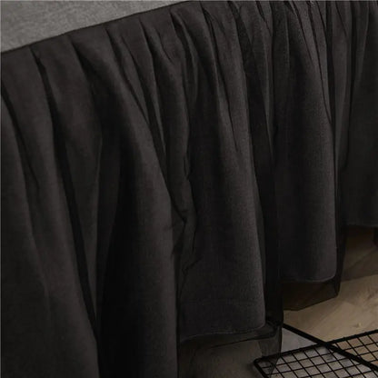 DecorBites™ Korean Bed Skirt Set with Ruffled Edges - Solid, Skin-Friendly Bedding Kit