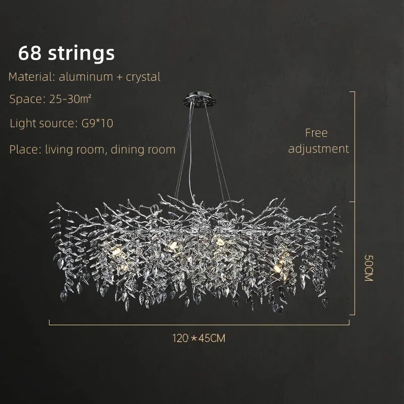 DecorBites™ Crystal Pendant Chandelier Luxury LED Lighting Branch Design for Living and Dining Rooms