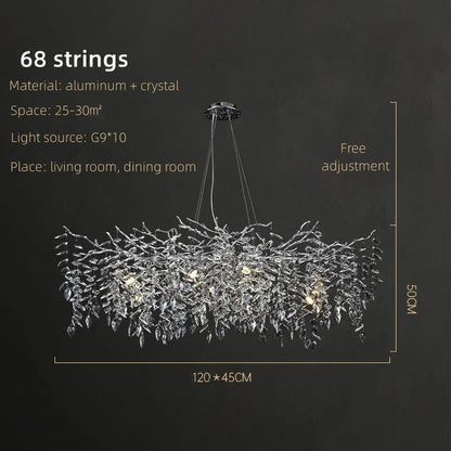 DecorBites™ Crystal Pendant Chandelier Luxury LED Lighting Branch Design for Living and Dining Rooms