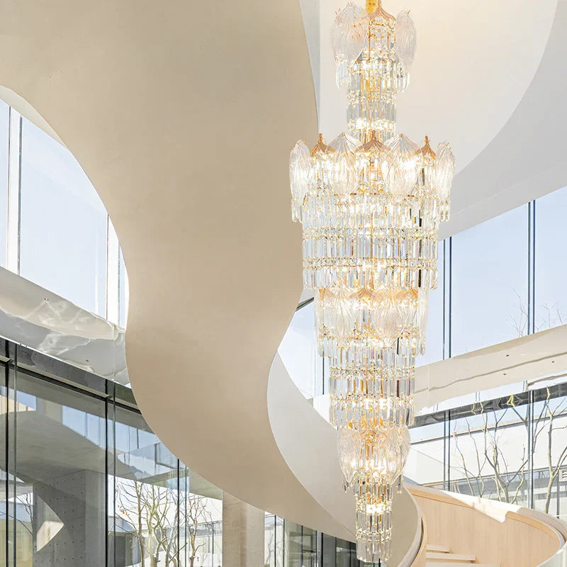 DecorBites™ Crystal European Long Chandelier for Elegant Living Room Décor