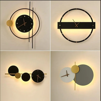 DecorBites™ LED Wall Clock Sconce for Bedroom Living Room Home Decor Lighting