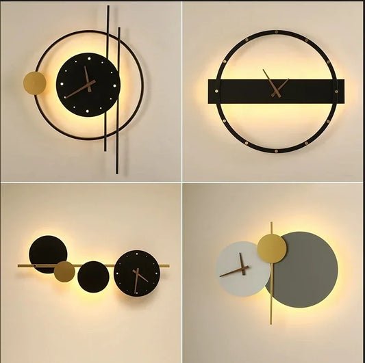 DecorBites™ LED Wall Clock Sconce for Bedroom Living Room Home Decor Lighting