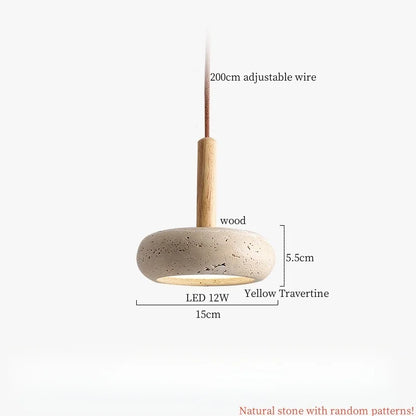 DecorBites™ LED Pendant Lamp Yellow Travertine Adjustable Wabi Sabi Light