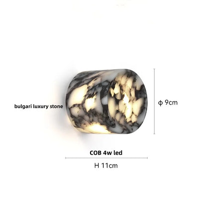 DecorBites™ Carbon Steel LED Wall Lamp with Pull Chain Switch & Marble Stone Fixtures