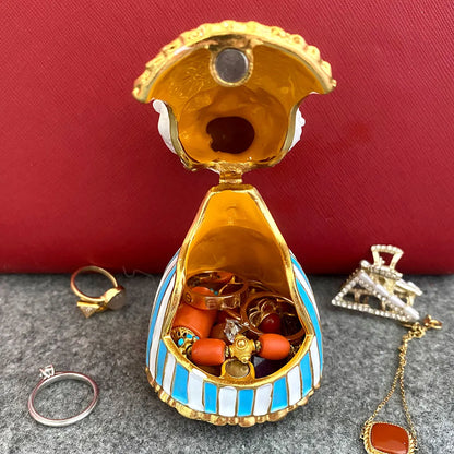 DecorBites™ Elegant Cat Jewelry Trinket Box | Hinged Enamel Figurines | Collectible Gift Holder