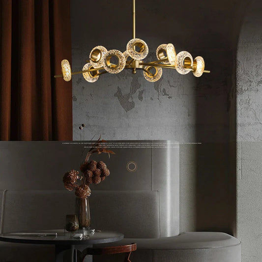 DecorBites™ Crystal Lustre LED Chandelier for Home Decor - Luxury Round Ceiling Lamp