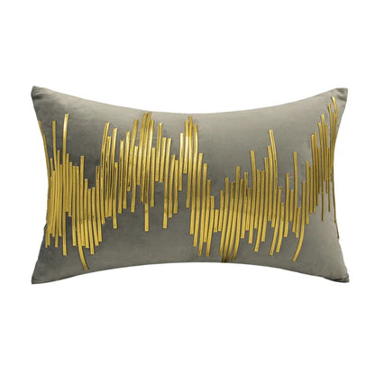 DecorBites™ Luxe Metallic Stripes Velvet Cushion Cover: Midcentury Modern Throw Pillow Case
