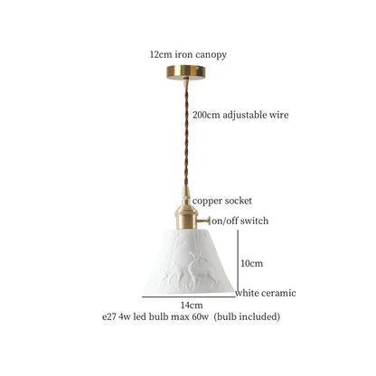 DecorBites™ Ceramic LED Pendant Light: Modern Brass Hanging Lamp for Home Decor