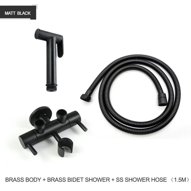 DecorBites™ Brass Bidet Shower Head with Double Outlet Angle Valve