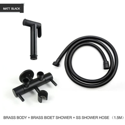 DecorBites™ Brass Bidet Shower Head with Double Outlet Angle Valve