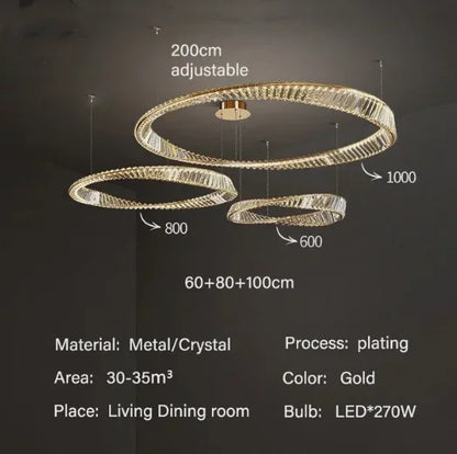 DecorBites™ DNA Spiral Crystal Chandelier LED Ring Design for Luxury Living Room