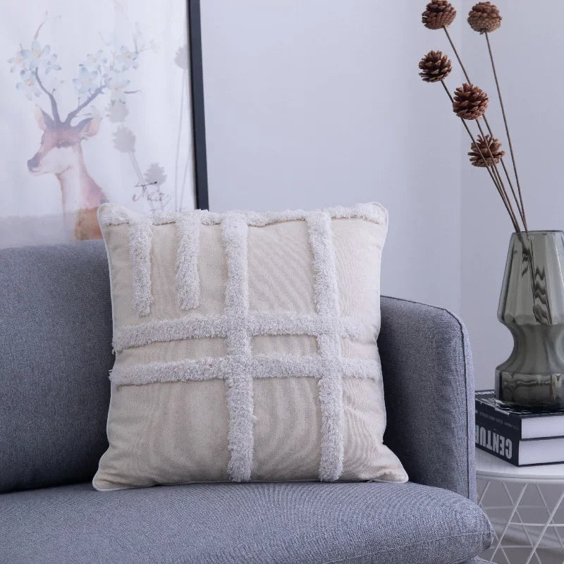 DecorBites™ Lace Tassel Cushion Tufted Sofa Pillowcase for Office Chair Pad