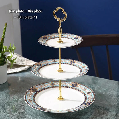 Juego de platos de fruta de porcelana fina DecorBites™, soporte para pasteles, platos para aperitivos de bufé, vajilla elegante