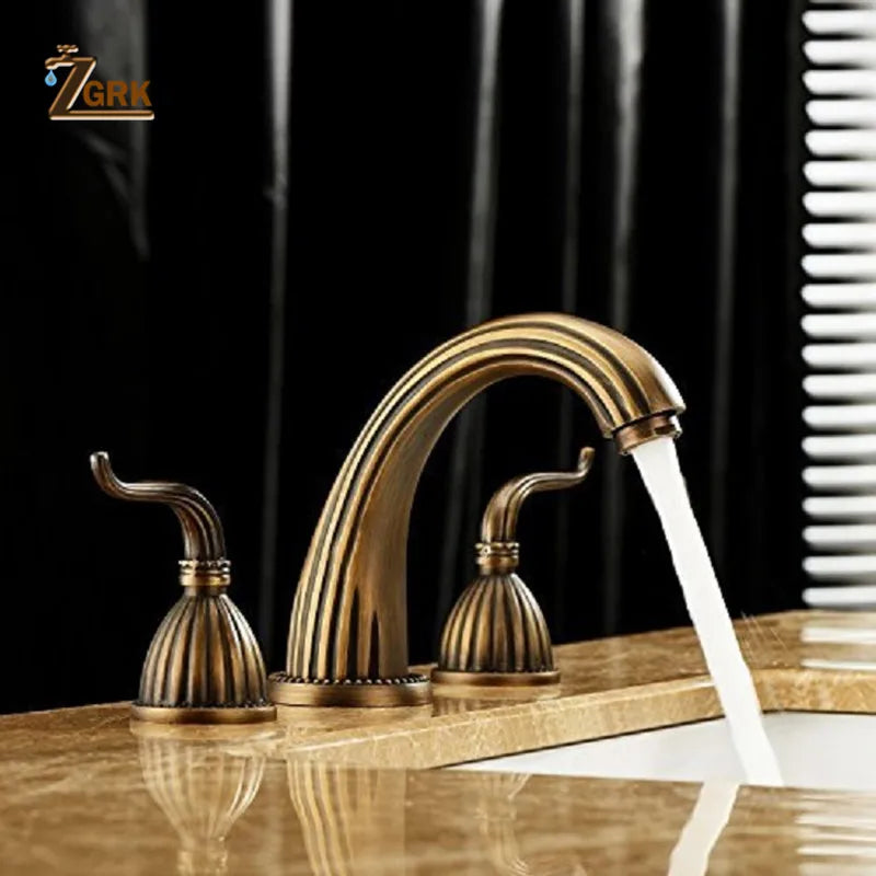 DecorBites™ Antique Brass Bathroom Faucet Set with Double Handles for Bathtub and Sink