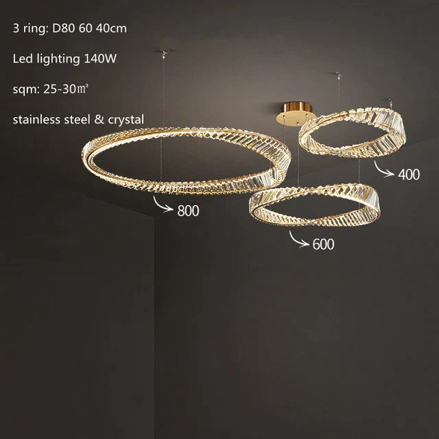 DecorBites™ Crystal LED Chandelier: Elegant Irregular Ring Pendant Light for Modern Home Decor