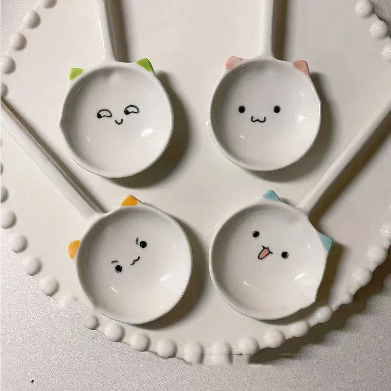 DecorBites™ Cute Cat Ceramic Spoon for Coffee, Desserts, and Ice Cream