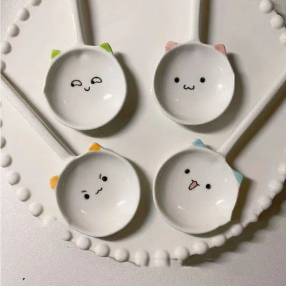 DecorBites™ Cute Cat Ceramic Spoon for Coffee, Desserts, and Ice Cream