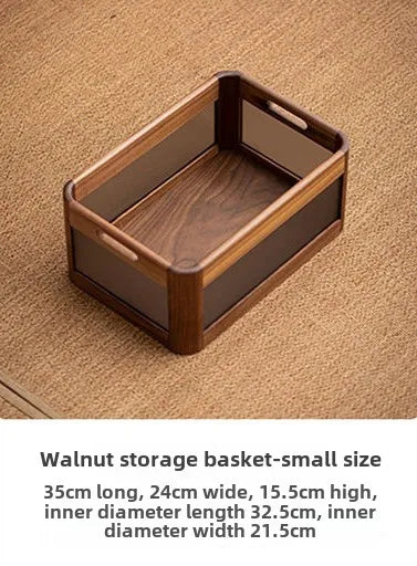 صندوق منظم سطح المكتب من خشب الجوز الأسود من ديكوربايتس™ - حقيبة متعددة الاستخدامات للمكتب والمكياج