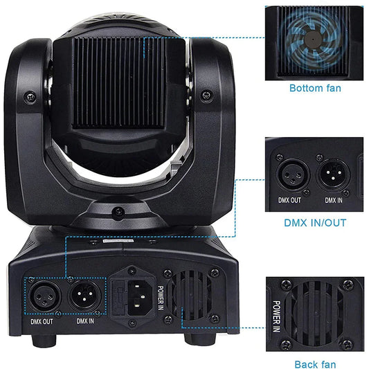 DecorBites™ Big Dipper 100W Spot Moving Head Stage Lighting - DMX Control, Pattern Effect