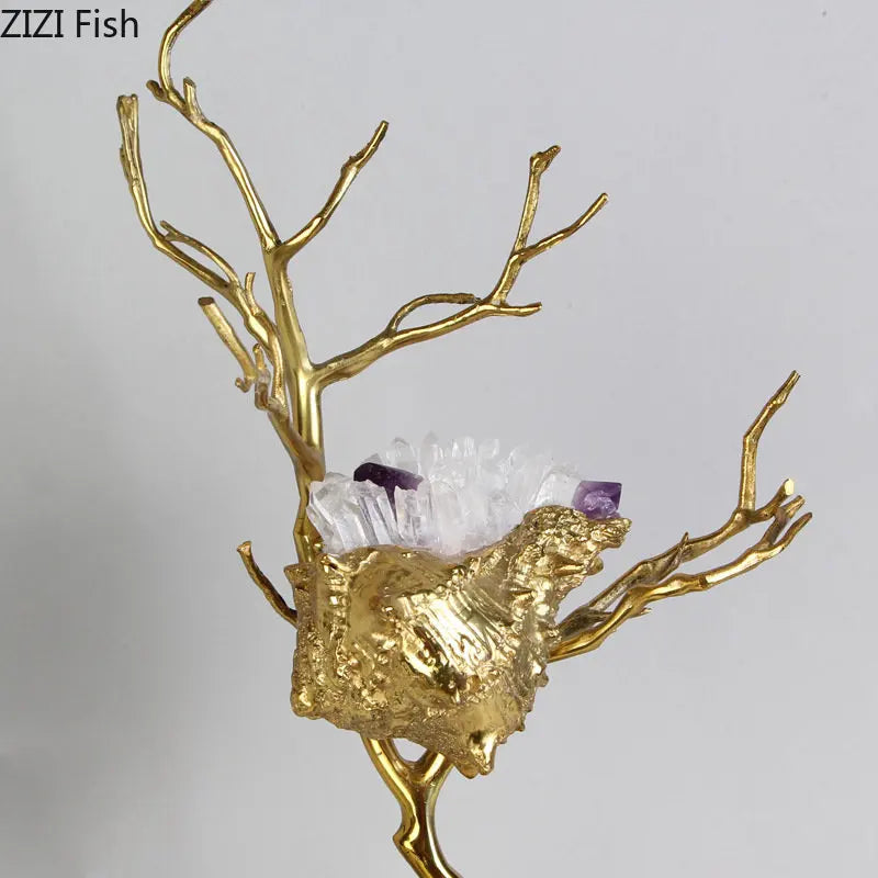 DecorBites™ Golden Conch Metal Sculpture Decorative Figurine Artwork for Modern Home Decor