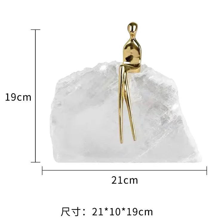DecorBites™ Golden Man Crystal Mountain Sculpture Home Decor Handcraft