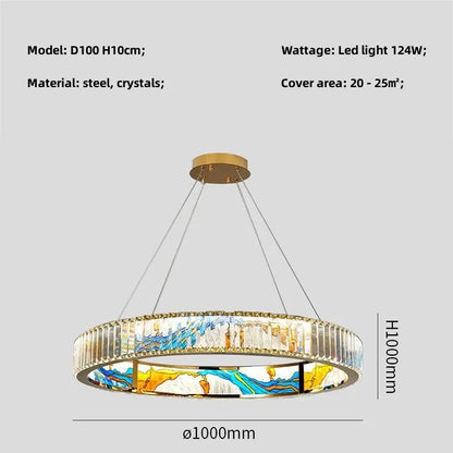 DecorBites™ Circle Steel LED Pendant Chandelier, Modern Dimmable Lighting for Living Room Home Decor
