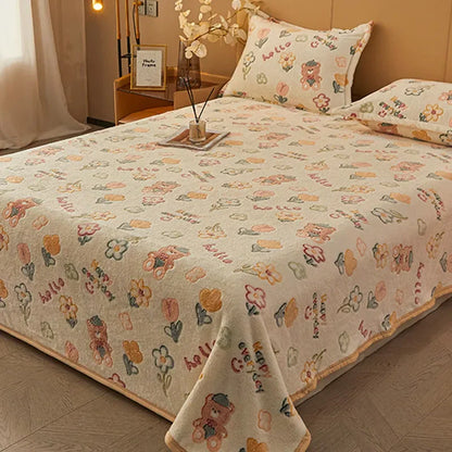 DecorBites™ Cartoon Flannel Blanket: Cozy All-Season Sofa Cover & Bed Sheet