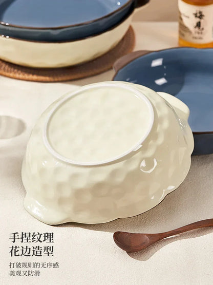 DecorBites™ Large Ceramic Fish Bowl for Noodles and Soup