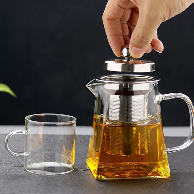 DecorBites™ Glass Teapot Infuser Tea Set Kettle Maker, Jug Teaware Kitchen Bar Home