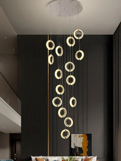 DecorBites™ Crystal Gold LED Chandelier Modern Luxury Ceiling Lamp