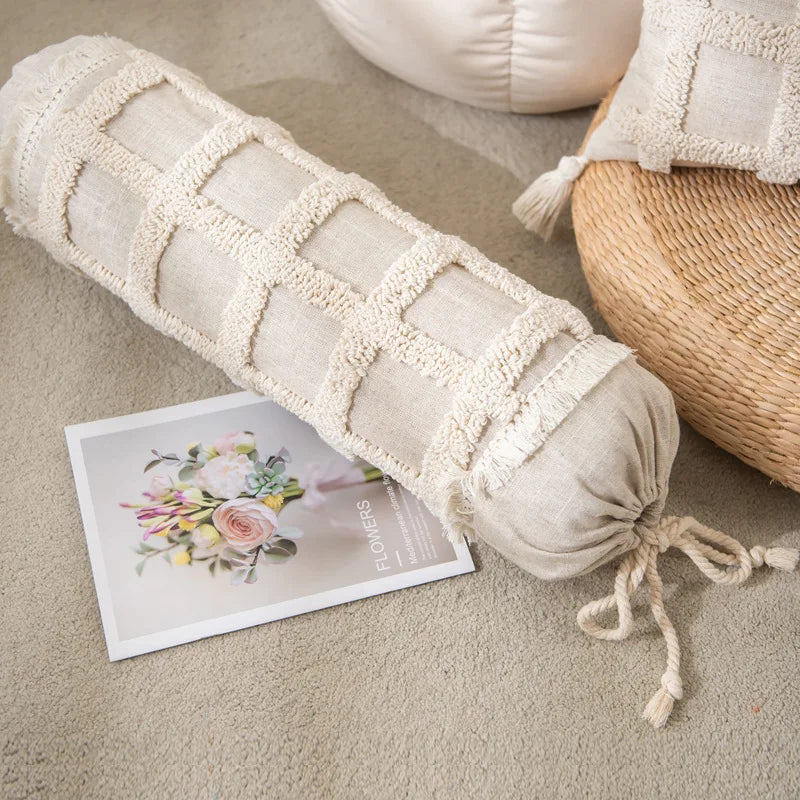 DecorBites™ Candy Boho Tufted Round Lumbar Pillow Cover Set