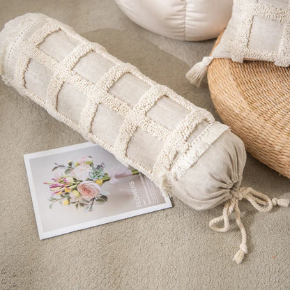 DecorBites™ Candy Boho Tufted Round Lumbar Pillow Cover Set