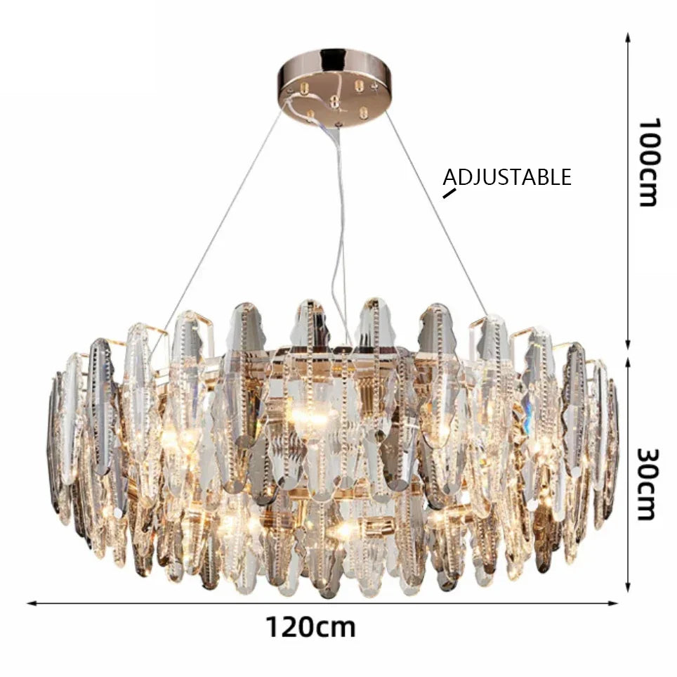 DecorBites™ LED Leaf Chandelier: Modern Living Room Decor Lighting for Duplex Rotating Stairs