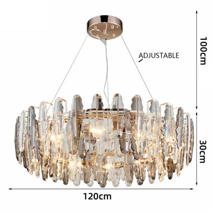 DecorBites™ LED Leaf Chandelier: Modern Living Room Decor Lighting for Duplex Rotating Stairs