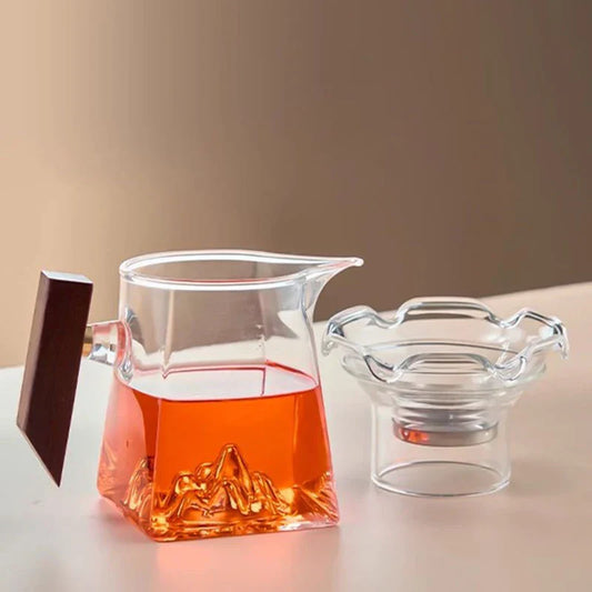 Juego de taza de té Kung Fu de cristal DecorBites™ con asa y filtro, 350 ml