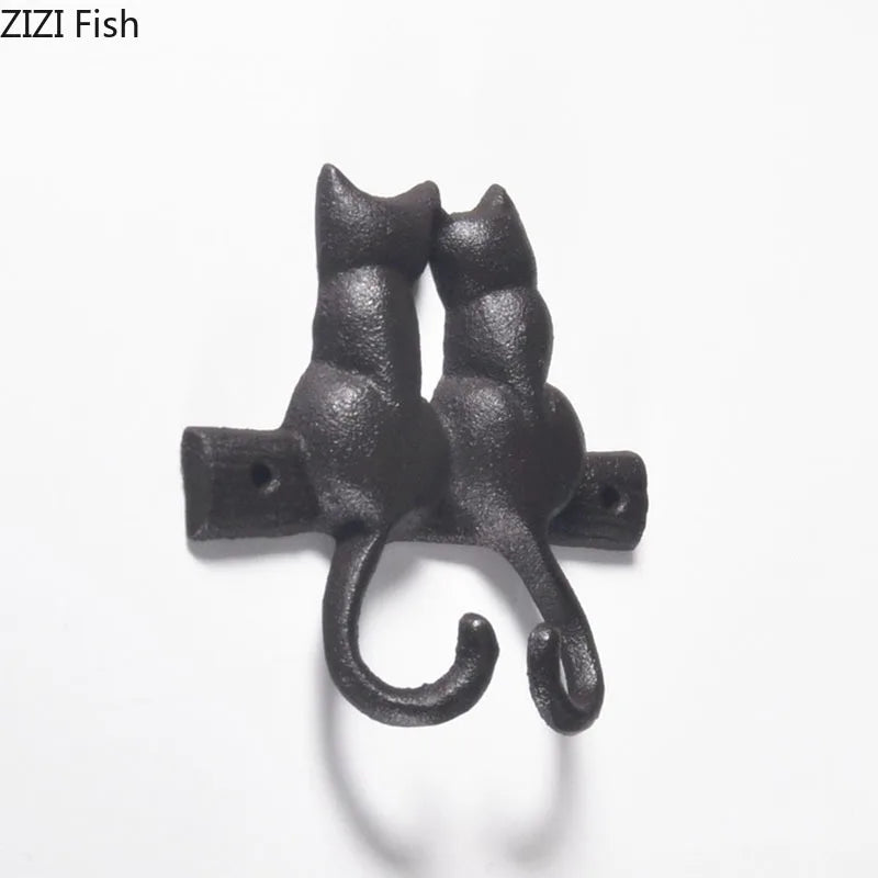 DecorBites™ Cat Hook Hanging Shelf: Decorative Cast Iron Wall Coat Rack for Outdoor Decoration