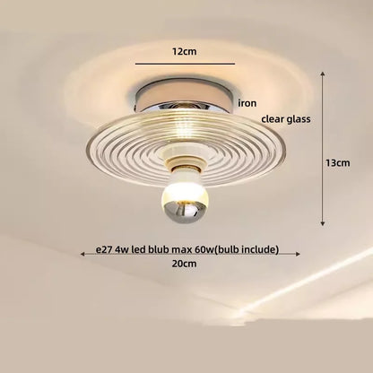 DecorBites™ Wood Copper LED Ceiling Light Amber Glass Plafond Lamp