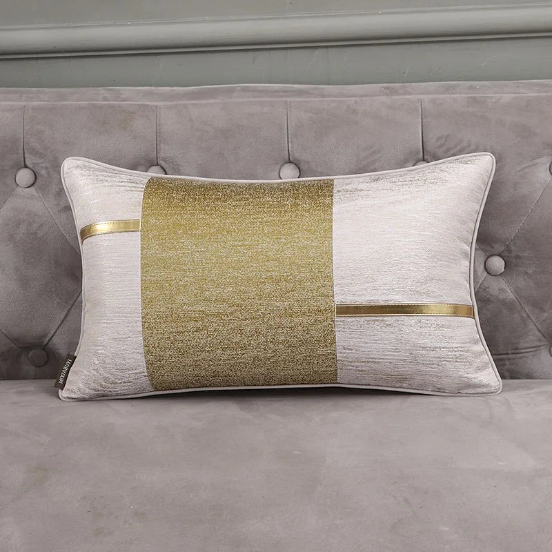 Fundas de almohada lumbar DecorBites™ de satén dorado esmerilado - Fundas de cojín de sofá de lujo