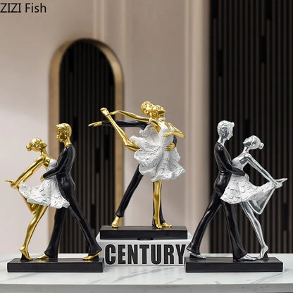 DecorBites™ Golden Tango Dancer Couple Sculpture Home Decor Figurines