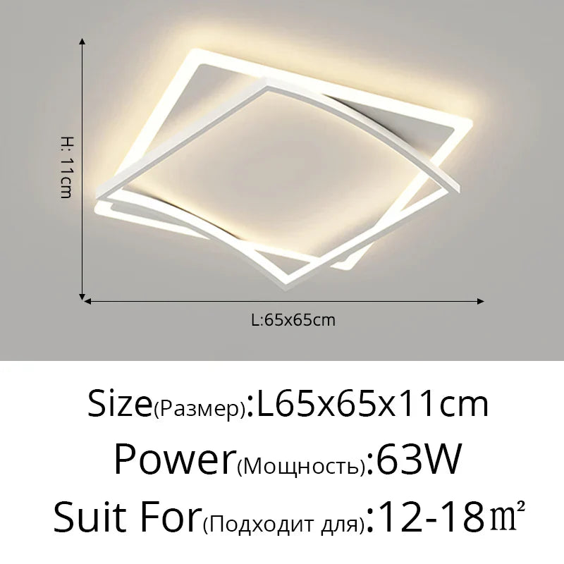 ديكوربايتس™ مصباح سقف LED مربع هندسي مع جهاز تحكم عن بعد لغرفة الدراسة وغرفة المعيشة وغرفة النوم