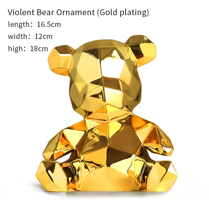 DecorBites™ Electroplated Teddy Bear Sculpture for Home Decor