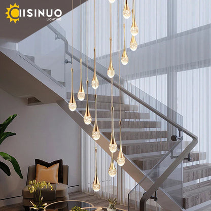 Lámpara de araña de cristal DecorBites™ para escaleras, ideal para una decoración de lujo en el hogar.