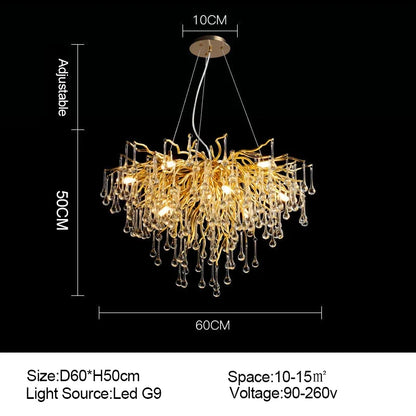DecorBites™ Gold Crystal Ceiling Chandelier for Elegant Home Lighting